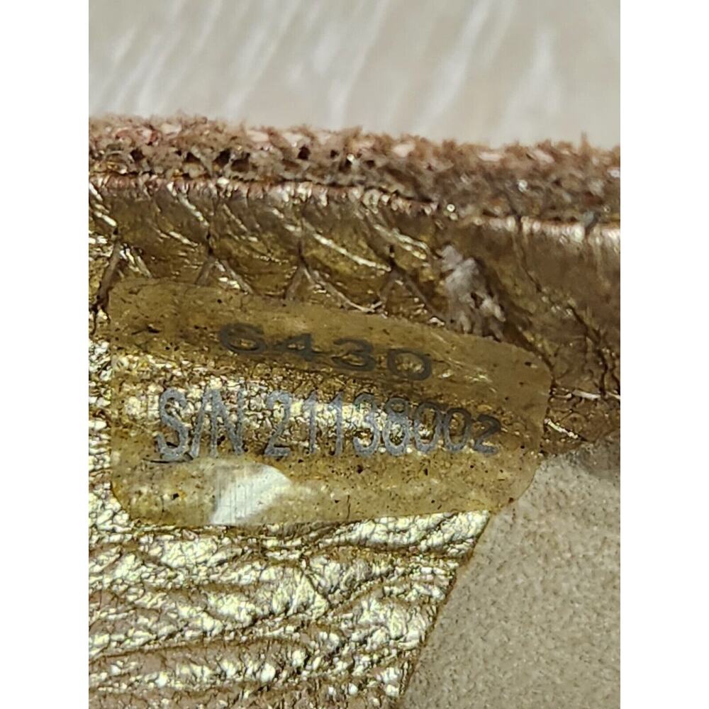 TORY BURCH 'Minnie' Travel Ballet Flat Royal Mettalic Gold Glitter Logo Sz 6M - Picture 8 of 9